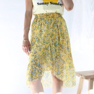 Samsoe Samsoe Yellow Print Jayla Skirt in size S